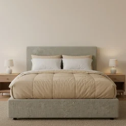 Letto Piazza e Mezza Grigio Sfoderabile Contenitore, Dimensione Materasso 120x190 cm - Ciconio