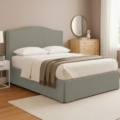 Letto Piazza e Mezza Grigio Sfoderabile Contenitore, Dimensione Materasso 120x190 cm - Medolago