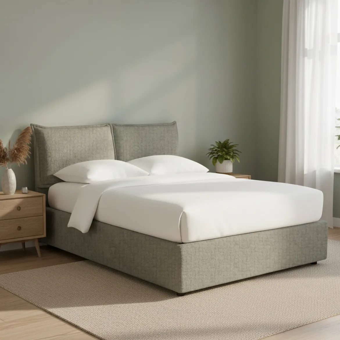 Letto Piazza e Mezza Grigio Sfoderabile Contenitore, Dimensione Materasso 120x190 cm - Rodero