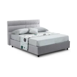Letto Piazza e Mezza Grigio Sfoderabile Contenitore, Dimensione Materasso 120x190 cm Made in Italy - Brivio
