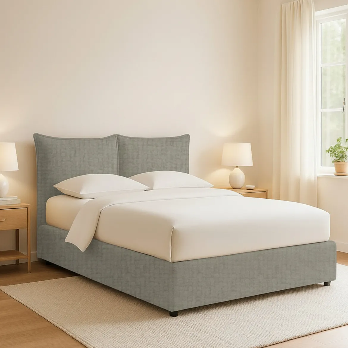 Letto Piazza e Mezza Grigio Sfoderabile Contenitore, Dimensione Materasso 120x200 cm - Noceto