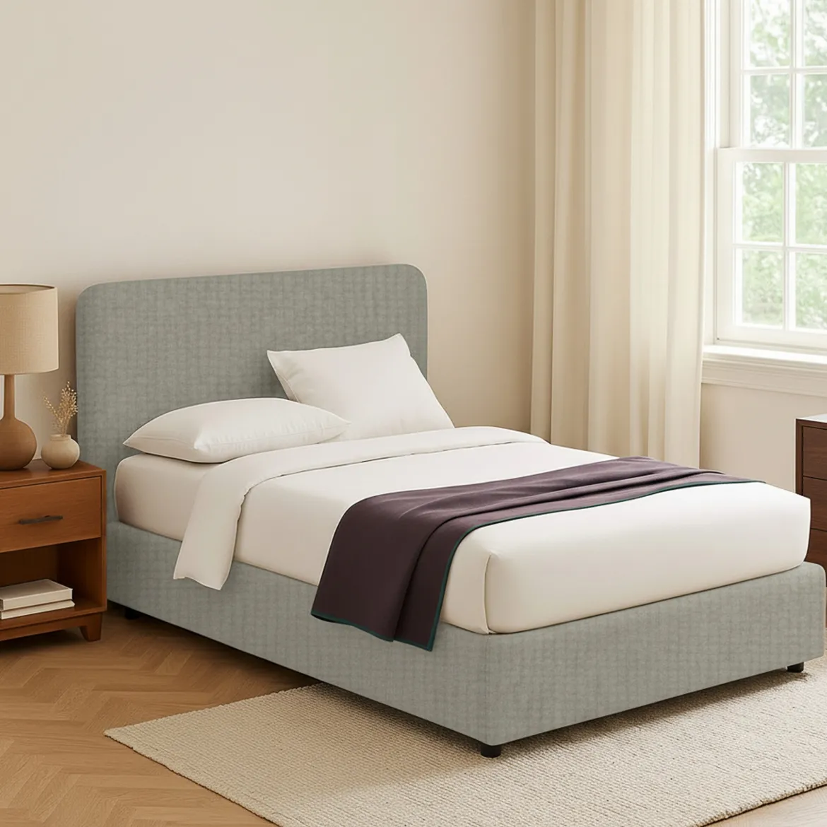 Letto Piazza e Mezza Grigio Sfoderabile Contenitore, Dimensione Materasso 120x200 cm - Silandro