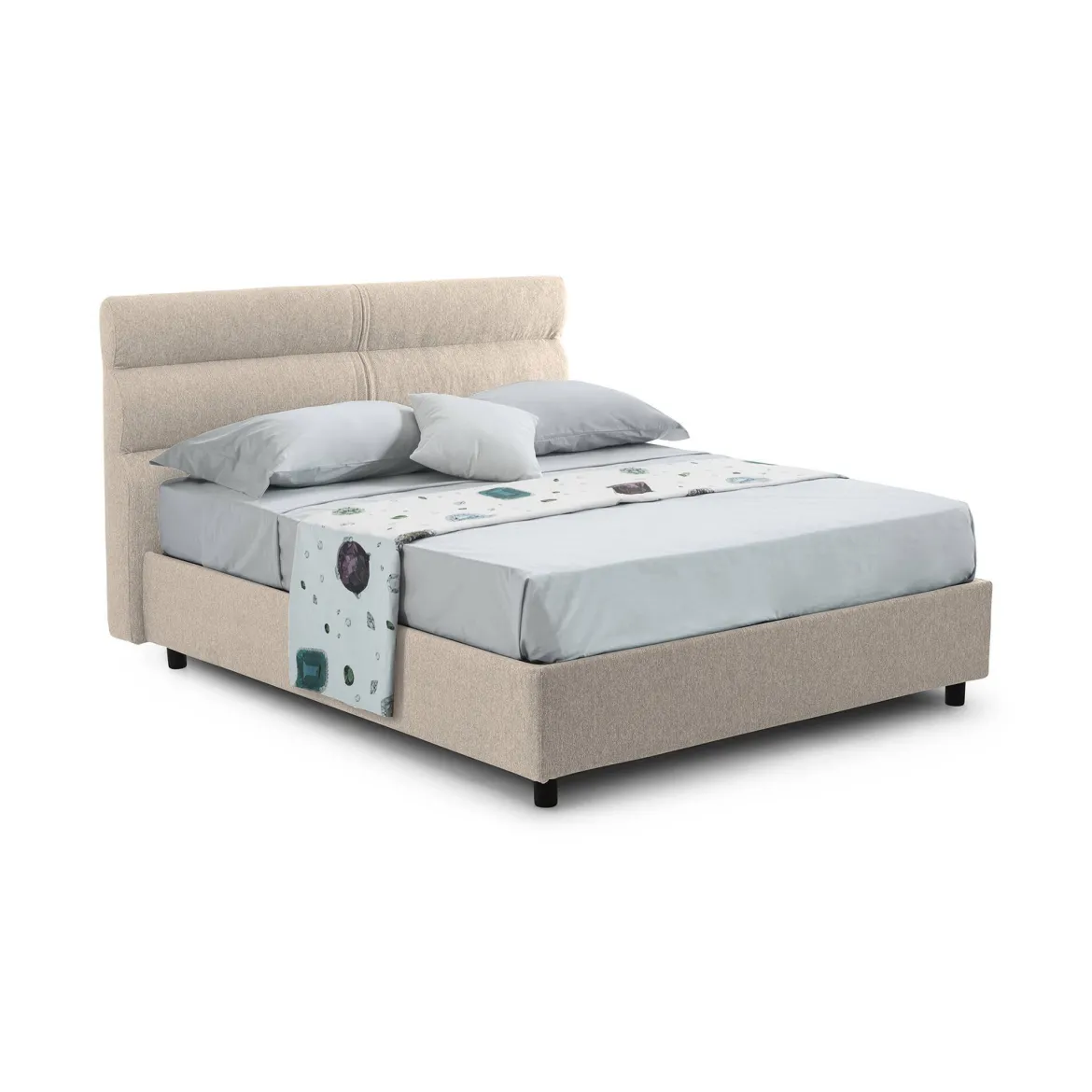 Letto Piazza e Mezza Grigio Tortora Materasso Incluso Sfoderabile, Contenitore Made in Italy - Brinzio