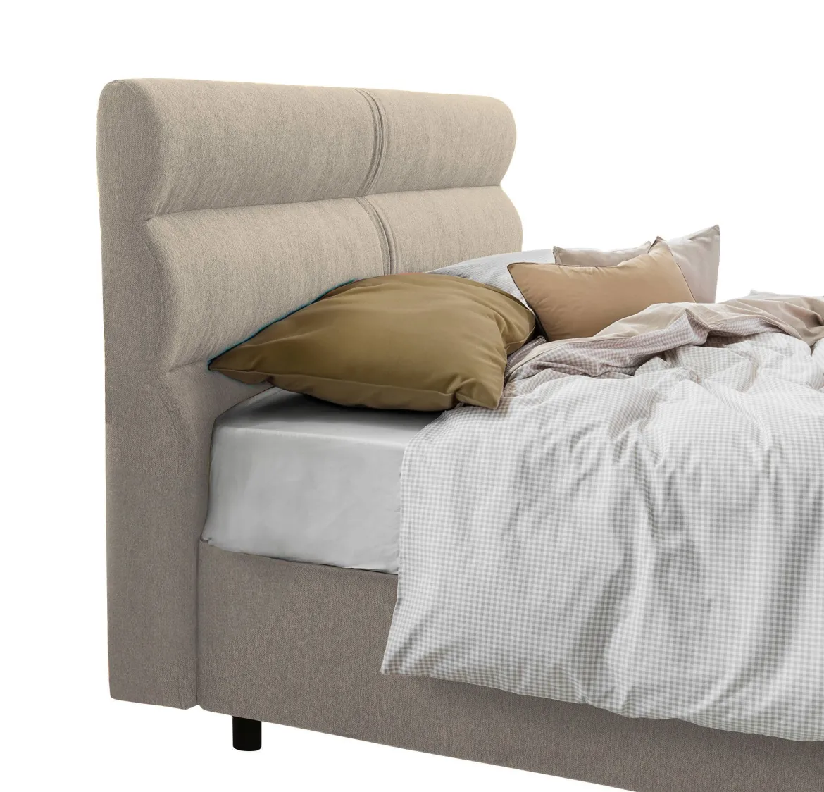 Letto Piazza e Mezza Grigio Tortora Materasso Incluso Sfoderabile, Contenitore Made in Italy - Brinzio