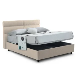 Letto Piazza e Mezza Grigio Tortora Materasso Incluso Sfoderabile, Contenitore Made in Italy - Brinzio