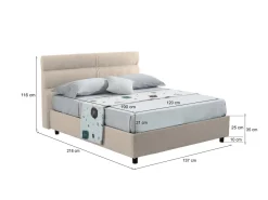 Letto Piazza e Mezza Grigio Tortora Sfoderabile Contenitore, Dimensione Materasso 120x190 cm - Ciconio