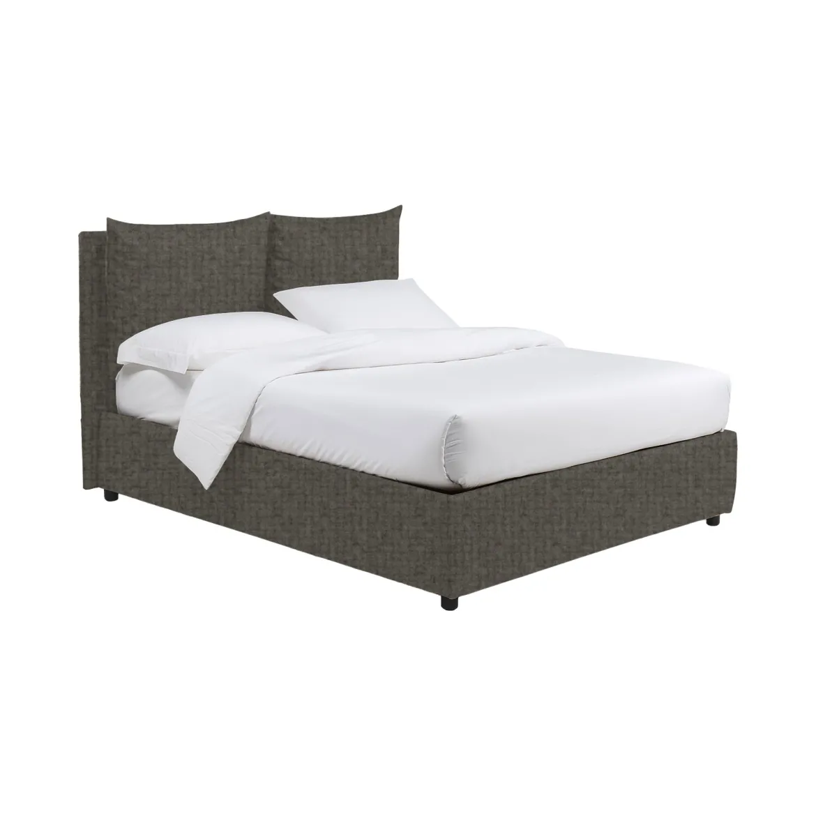 Letto Piazza e Mezza Grigio Tortora Sfoderabile Contenitore, Dimensione Materasso 120x190 cm - Erchie