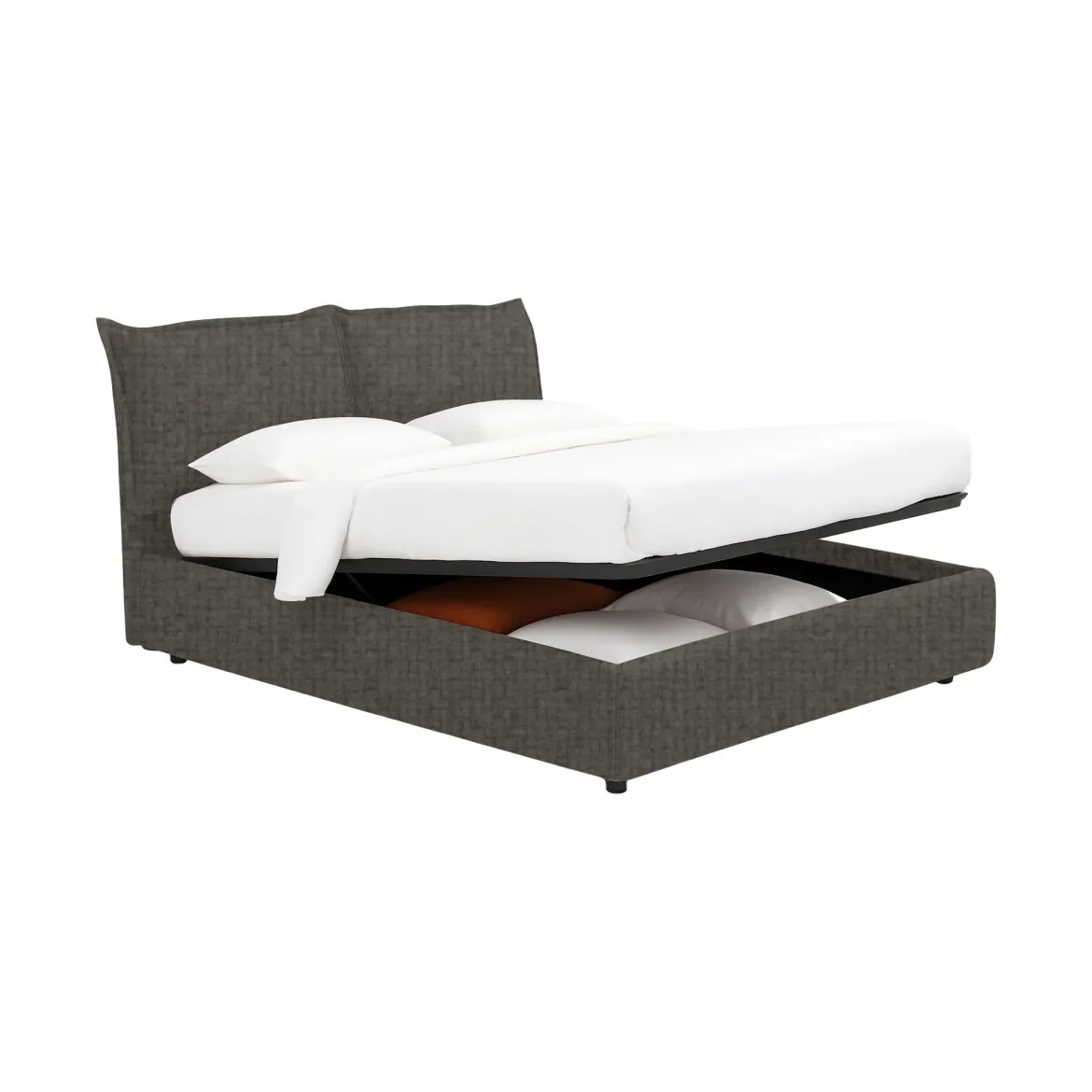 Letto Piazza e Mezza Grigio Tortora Sfoderabile Contenitore, Dimensione Materasso 120x190 cm - Rabbi