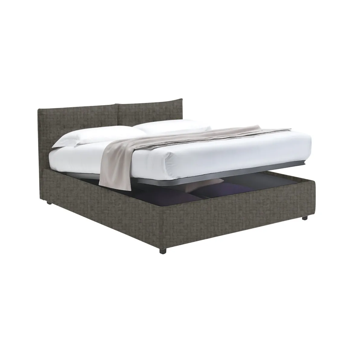 Letto Piazza e Mezza Grigio Tortora Sfoderabile Contenitore, Dimensione Materasso 120x200 cm - Diamante