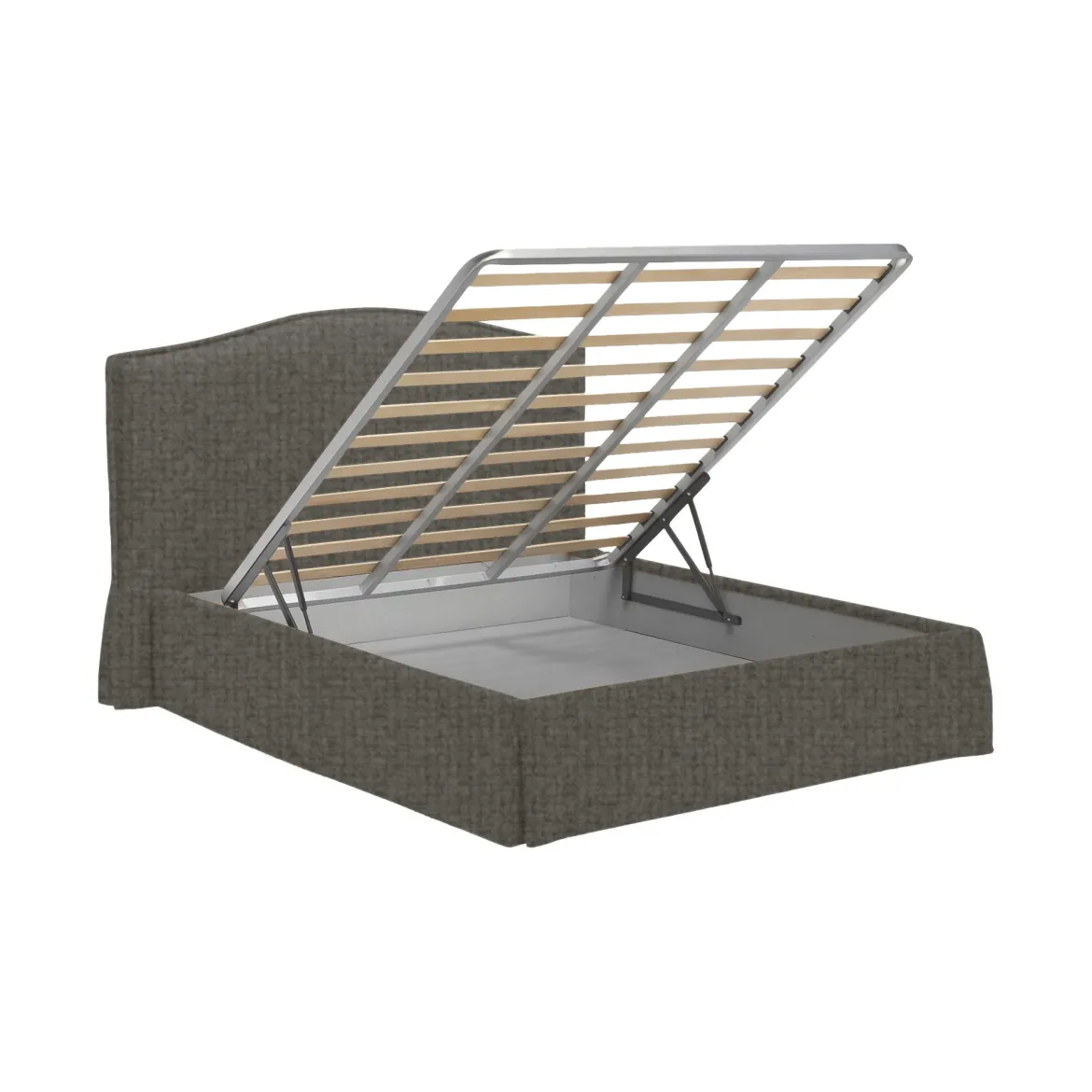 Letto Piazza e Mezza Grigio Tortora Sfoderabile Contenitore, Dimensione Materasso 120x200 cm - Pogno