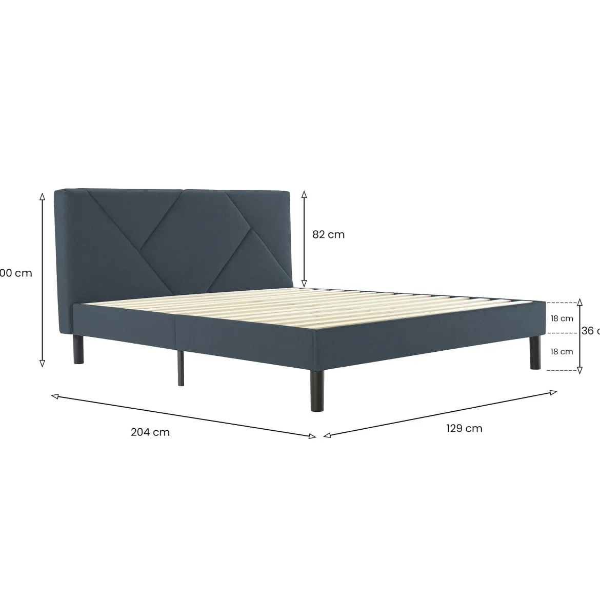 Letto piazza e mezza Hemera, 120x190 cm, Blu