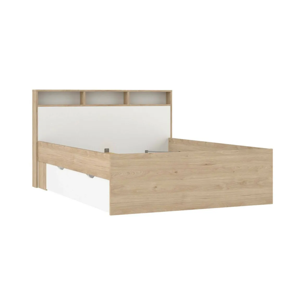 Letto piazza e mezza Jean, 206x150 h97 cm, Rovere e Bianco