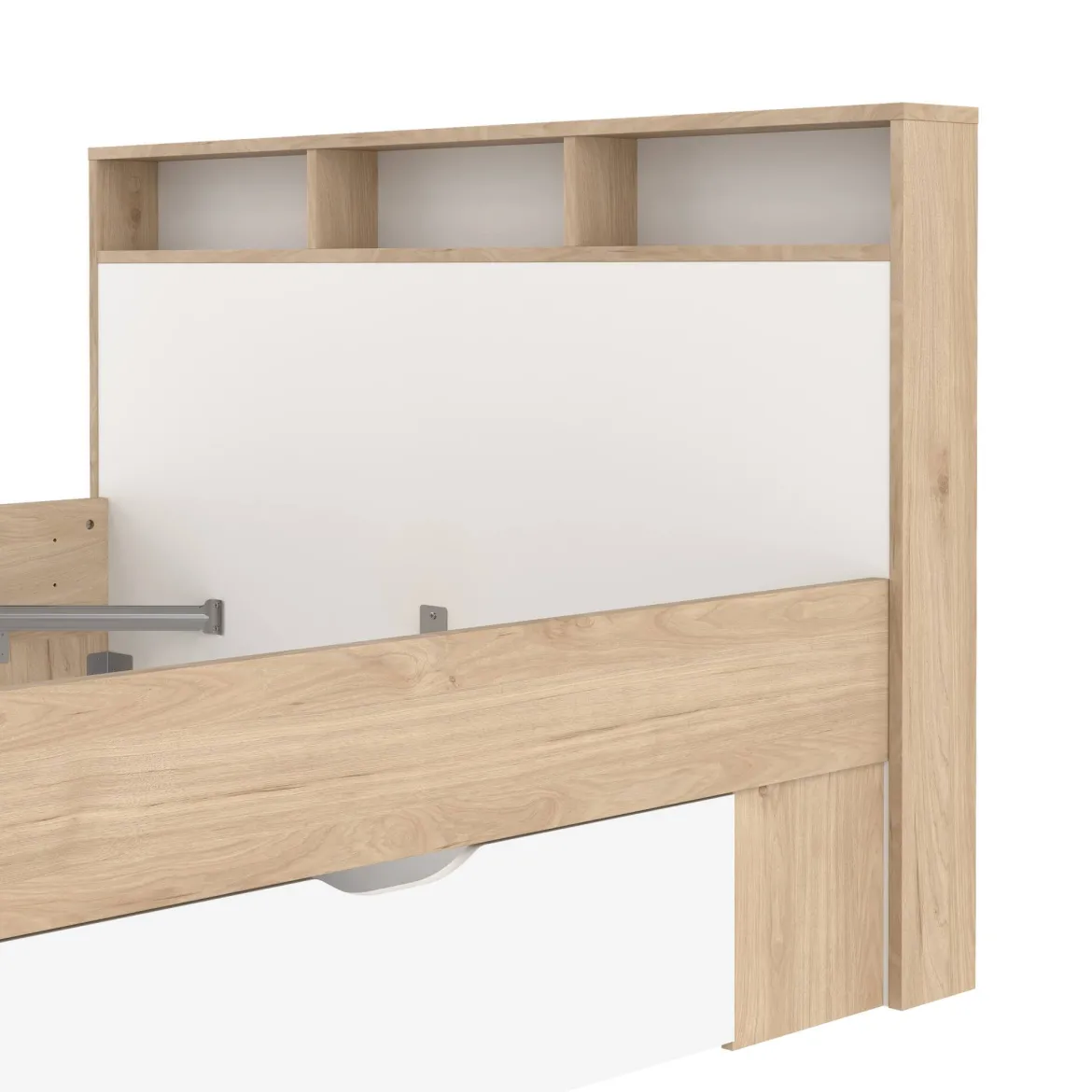 Letto piazza e mezza Jean, 206x150 h97 cm, Rovere e Bianco