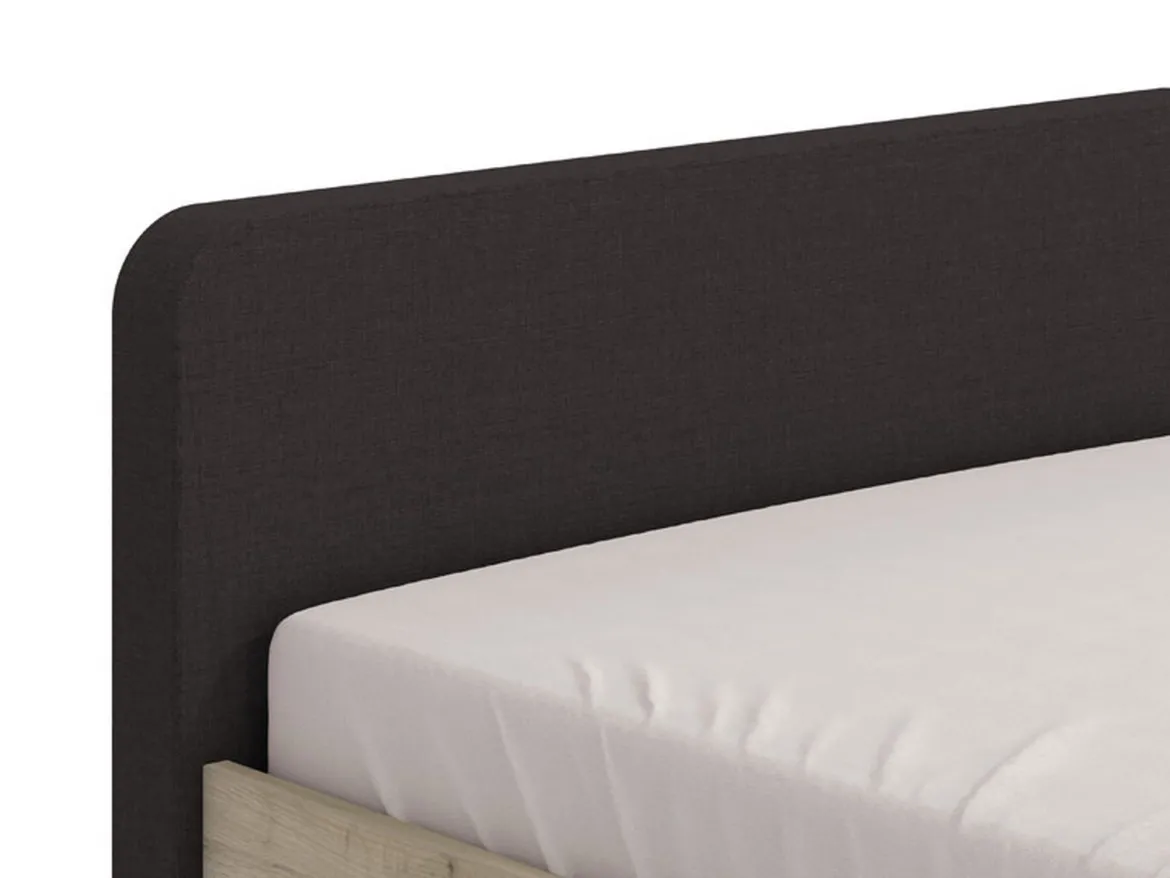 Letto Piazza e Mezza Marrone Rovere Grigio Grigio Dimensione Materasso 120x200 cm, Imbottito - Norcia