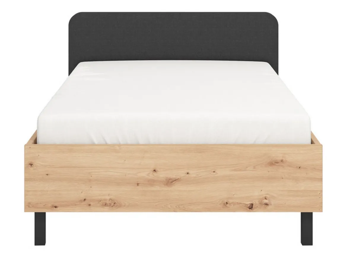 Letto Piazza e Mezza Marrone Rovere Nero Dimensione Materasso 120x200 cm, Imbottito - Norcia