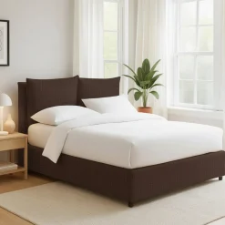 Letto Piazza e Mezza Marrone Sfoderabile Contenitore, Dimensione Materasso 120x190 cm - Erchie
