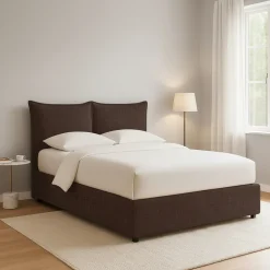 Letto Piazza e Mezza Marrone Sfoderabile Contenitore, Dimensione Materasso 120x190 cm - Rabbi