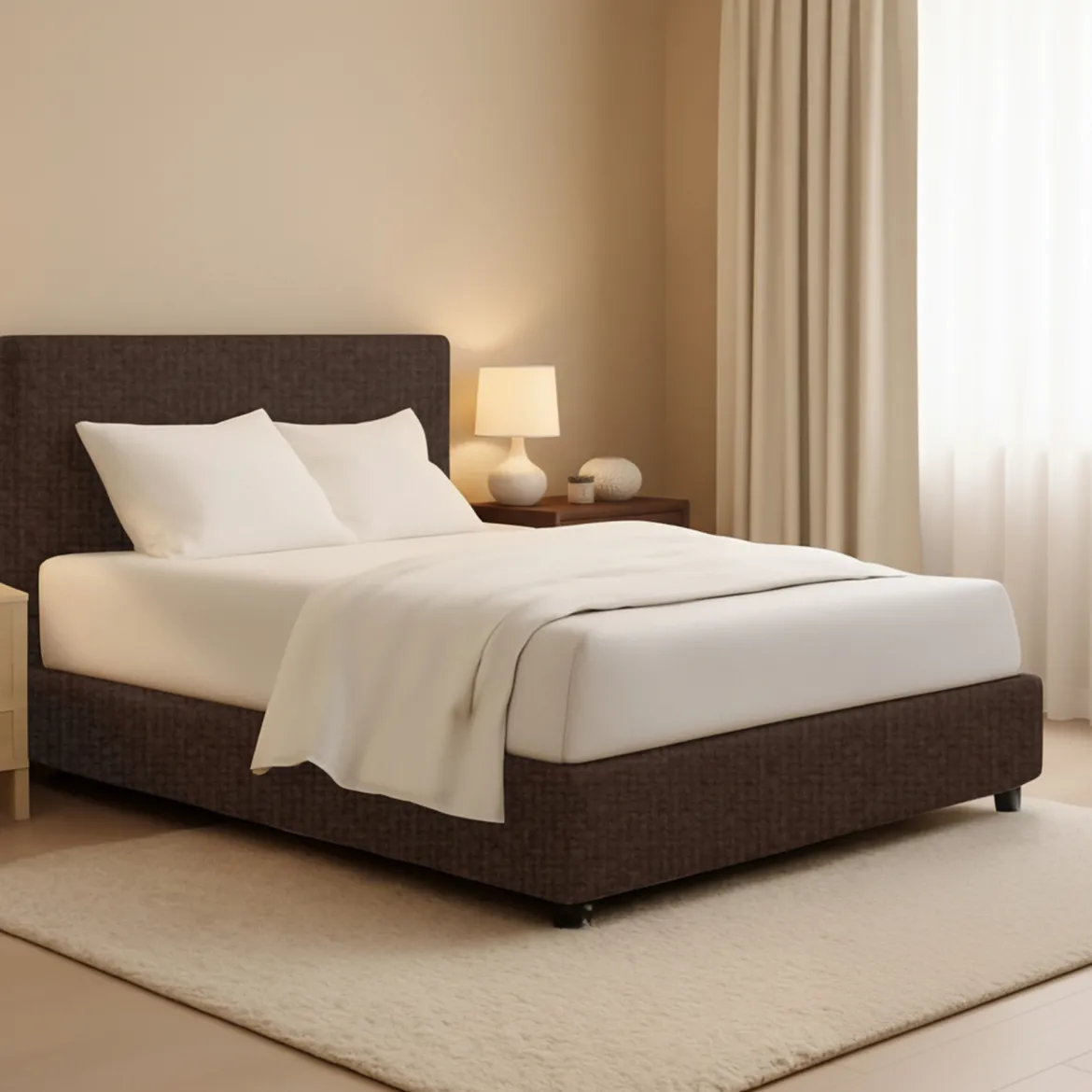 Letto Piazza e Mezza Marrone Sfoderabile Contenitore, Dimensione Materasso 120x200 cm - Concesio