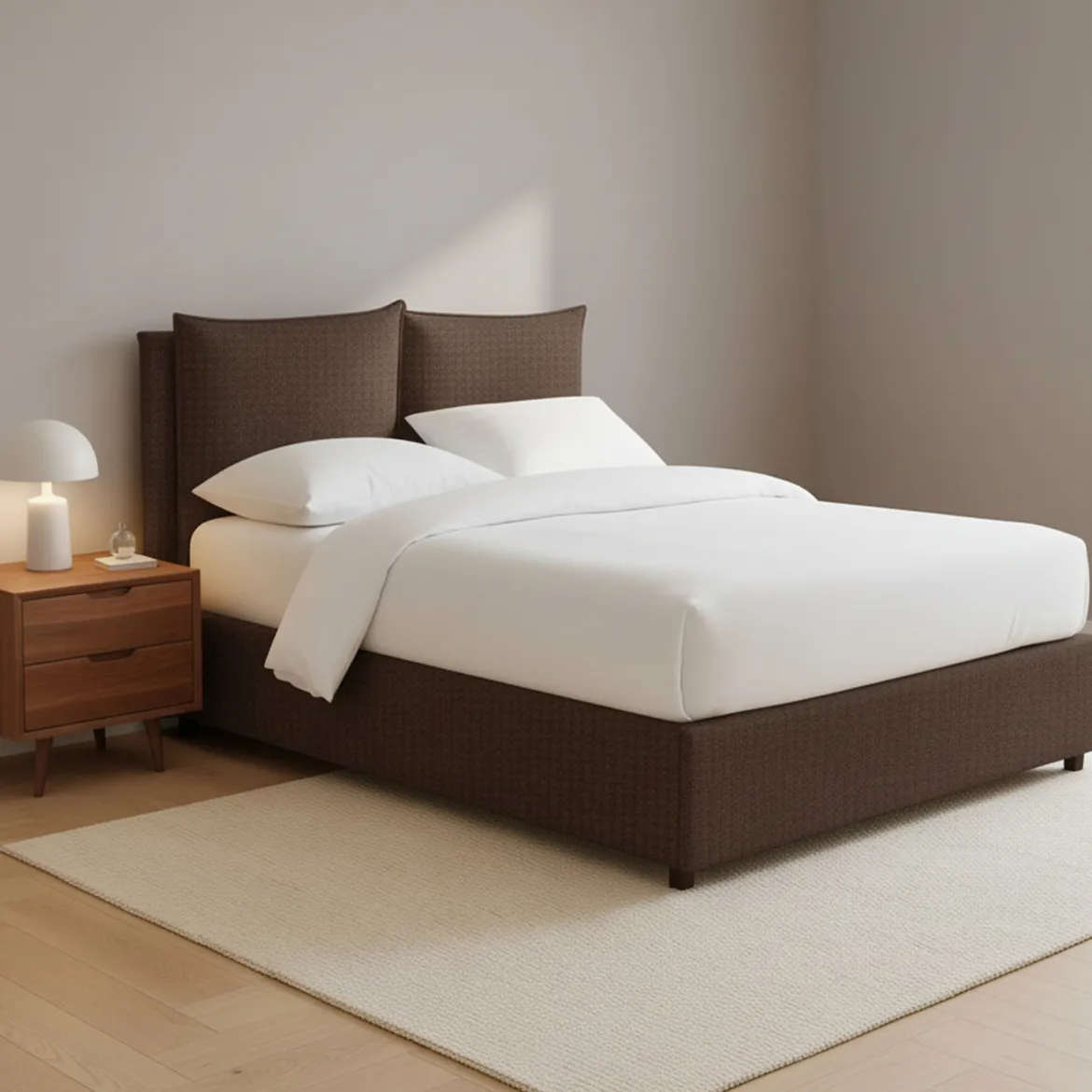 Letto Piazza e Mezza Marrone Sfoderabile Contenitore, Dimensione Materasso 120x200 cm - Marmora