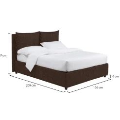 Letto Piazza e Mezza Marrone Sfoderabile Contenitore, Dimensione Materasso 120x200 cm - Marmora
