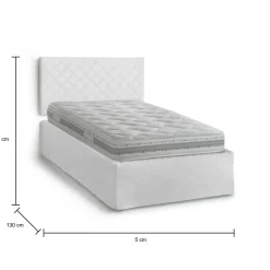 Letto piazza e mezza Opale, Cm 120x190, Bianco