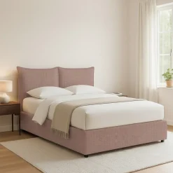 Letto Piazza e Mezza Rosa Antico Sfoderabile Contenitore, Dimensione Materasso 120x190 cm - Rodero