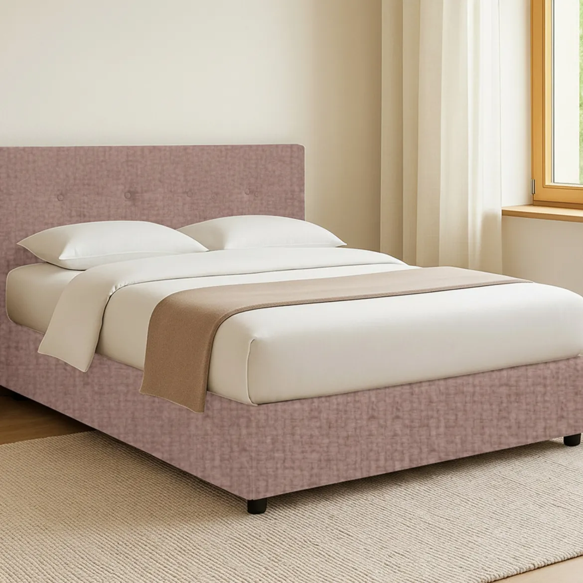 Letto Piazza e Mezza Rosa Antico Sfoderabile Contenitore, Dimensione Materasso 120x200 cm - Rezzago