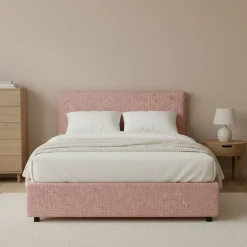 Letto Piazza e Mezza Rosa Sfoderabile Contenitore, Dimensione Materasso 120x190 cm - Ciconio