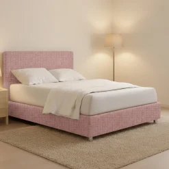 Letto Piazza e Mezza Rosa Sfoderabile Contenitore, Dimensione Materasso 120x200 cm - Codevigo