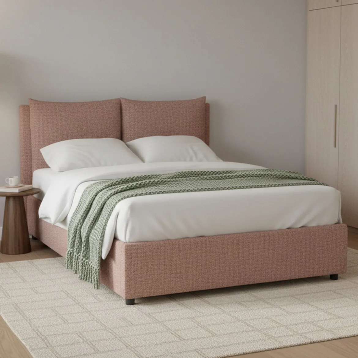Letto Piazza e Mezza Rosa Sfoderabile Contenitore, Dimensione Materasso 120x200 cm - Marmora