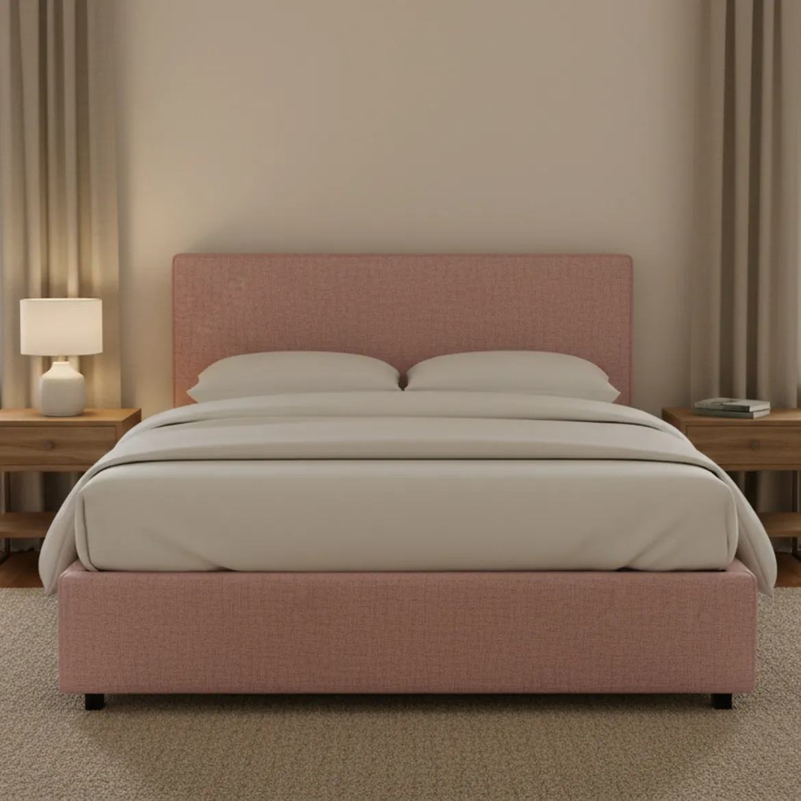 Letto Piazza e Mezza Rosa Sfoderabile Contenitore, Dimensione Materasso 120x200 cm - Pogno