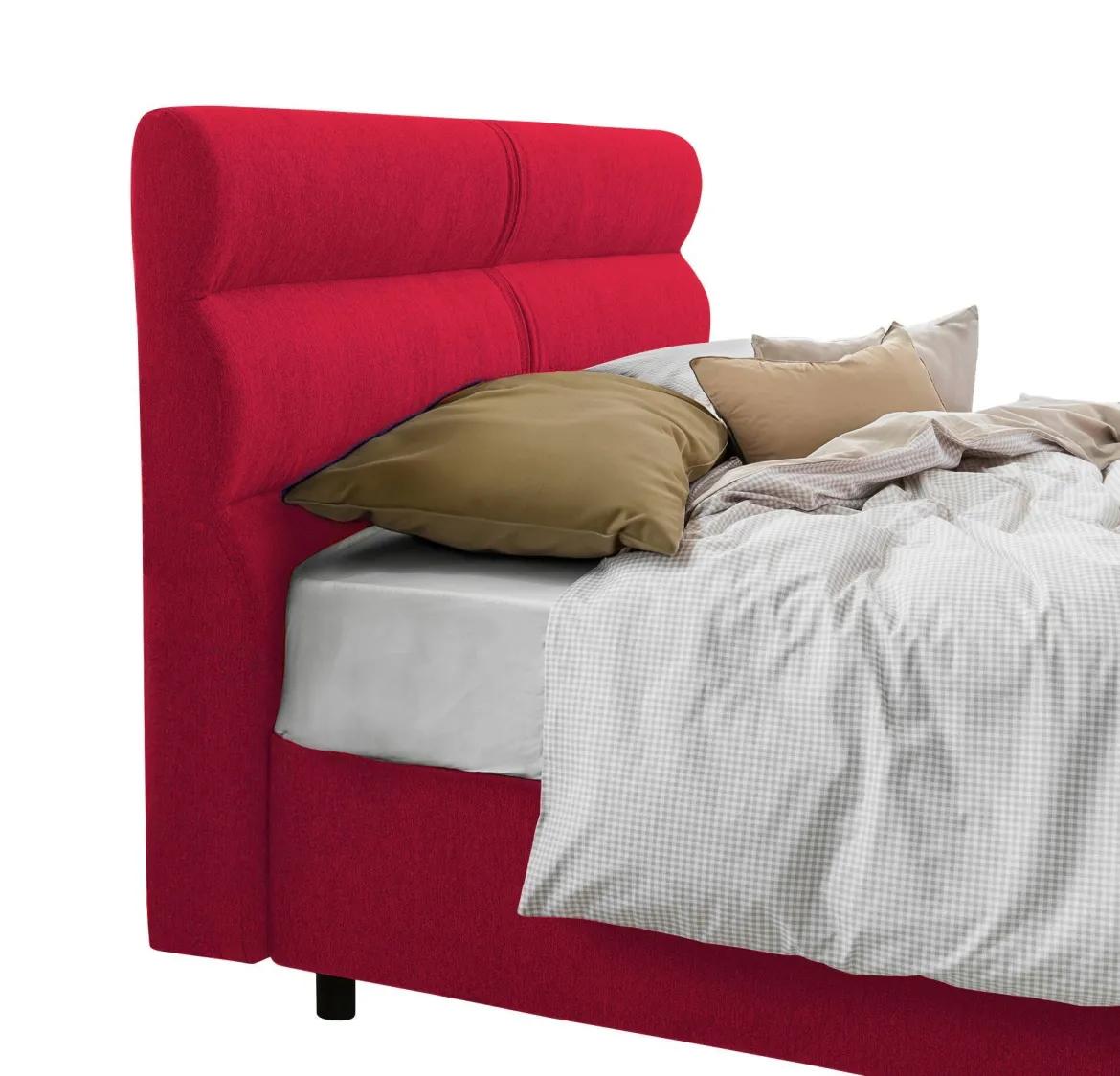 Letto Piazza e Mezza Rosso Sfoderabile Contenitore, Dimensione Materasso 120x190 cm Made in Italy - Brivio