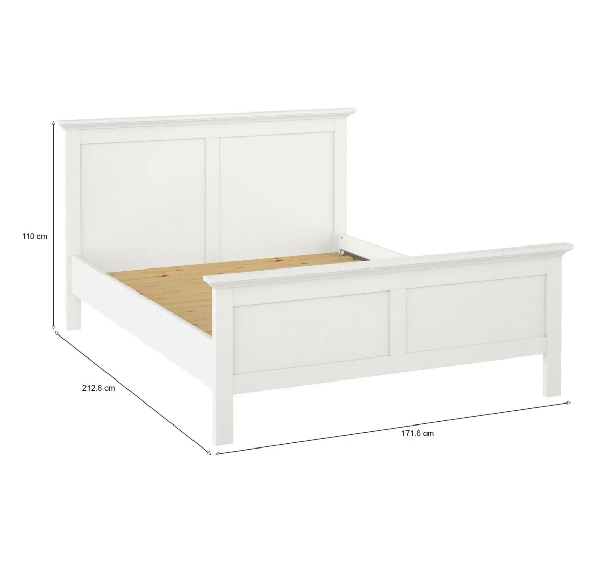 Letto piazza e mezza Saudel, 172x213 h110 cm, Bianco
