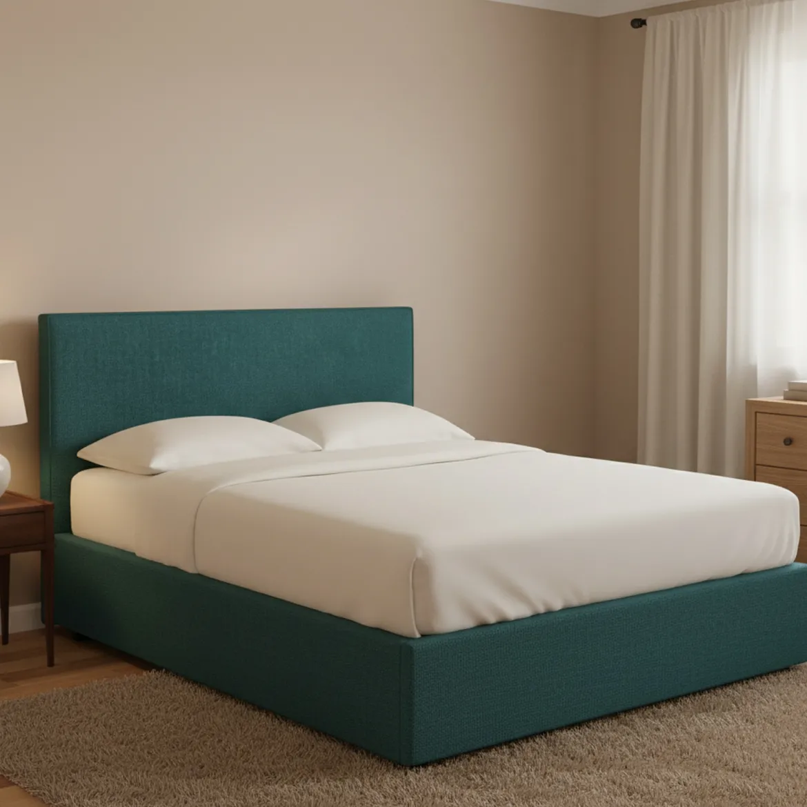 Letto Piazza e Mezza Verde Petrolio Sfoderabile Contenitore, Dimensione Materasso 120x190 cm - Ciconio