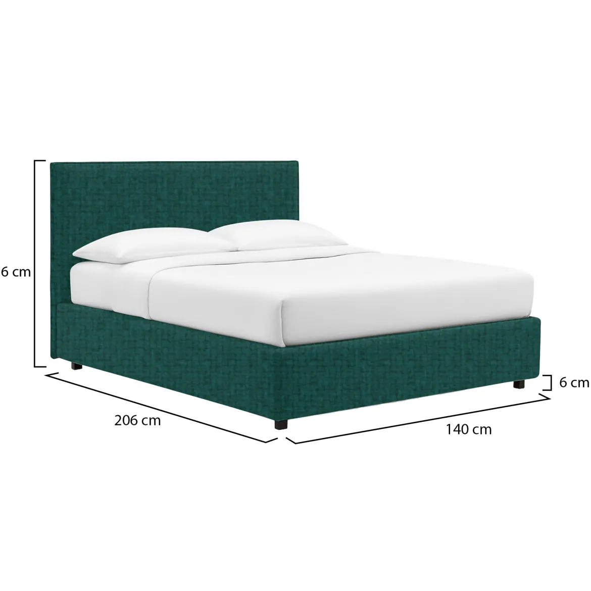 Letto Piazza e Mezza Verde Petrolio Sfoderabile Contenitore, Dimensione Materasso 120x190 cm - Ciconio