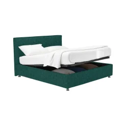Letto Piazza e Mezza Verde Petrolio Sfoderabile Contenitore, Dimensione Materasso 120x200 cm - Codevigo
