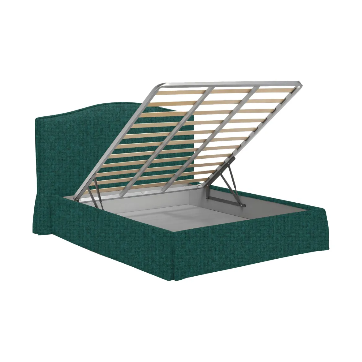 Letto Piazza e Mezza Verde Petrolio Sfoderabile Contenitore, Dimensione Materasso 120x200 cm - Pogno