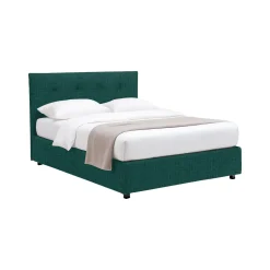 Letto Piazza e Mezza Verde Petrolio Sfoderabile Contenitore, Dimensione Materasso 120x200 cm - Pollutri