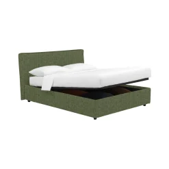Letto Piazza e Mezza Verde Sfoderabile Contenitore, Dimensione Materasso 120x190 cm - Dogliola
