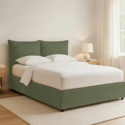 Letto Piazza e Mezza Verde Sfoderabile Contenitore, Dimensione Materasso 120x190 cm - Rabbi