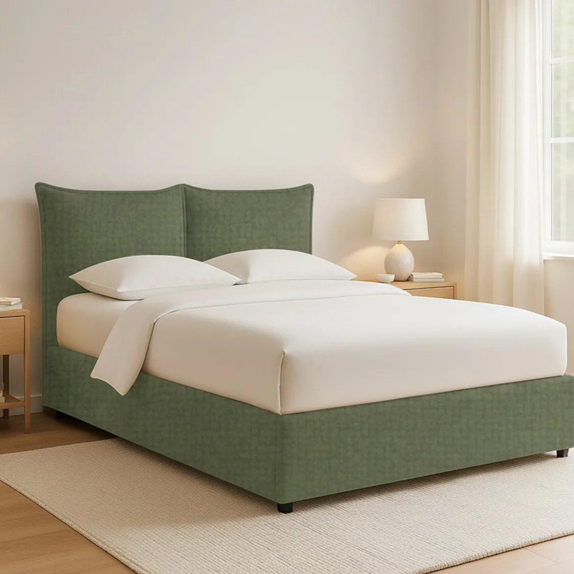 Letto Piazza e Mezza Verde Sfoderabile Contenitore, Dimensione Materasso 120x190 cm - Rodero