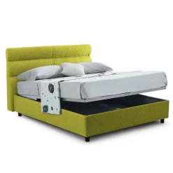 Letto Piazza e Mezza Verde Sfoderabile Contenitore, Dimensione Materasso 120x190 cm Made in Italy - Brivio