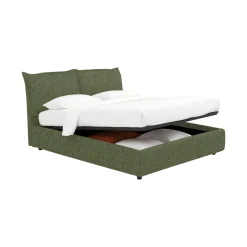 Letto Piazza e Mezza Verde Sfoderabile Contenitore, Dimensione Materasso 120x200 cm - Marmora