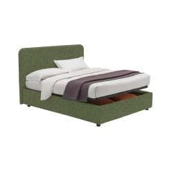 Letto Piazza e Mezza Verde Sfoderabile Contenitore, Dimensione Materasso 120x200 cm - Silandro