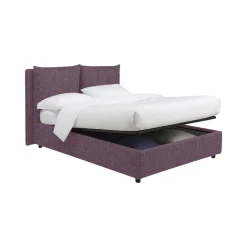 Letto Piazza e Mezza Viola Lilla Sfoderabile Contenitore, Dimensione Materasso 120x200 cm - Marmora