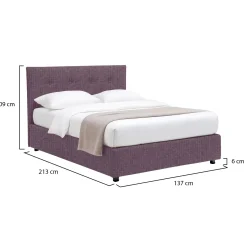 Letto Piazza e Mezza Viola Lilla Sfoderabile Contenitore, Dimensione Materasso 120x200 cm - Pollutri