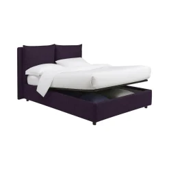 Letto Piazza e Mezza Viola Sfoderabile Contenitore, Dimensione Materasso 120x190 cm - Erchie