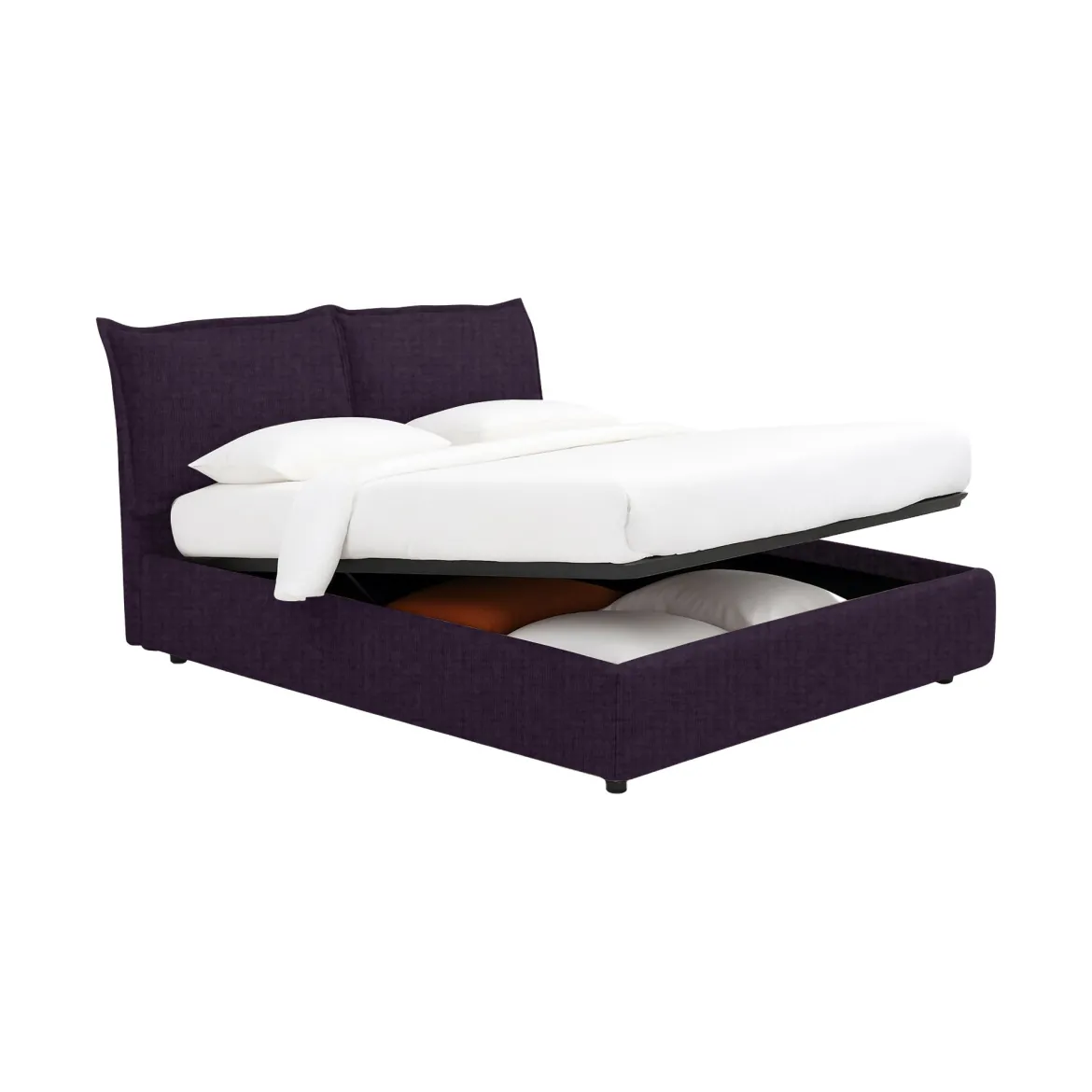 Letto Piazza e Mezza Viola Sfoderabile Contenitore, Dimensione Materasso 120x190 cm - Rodero