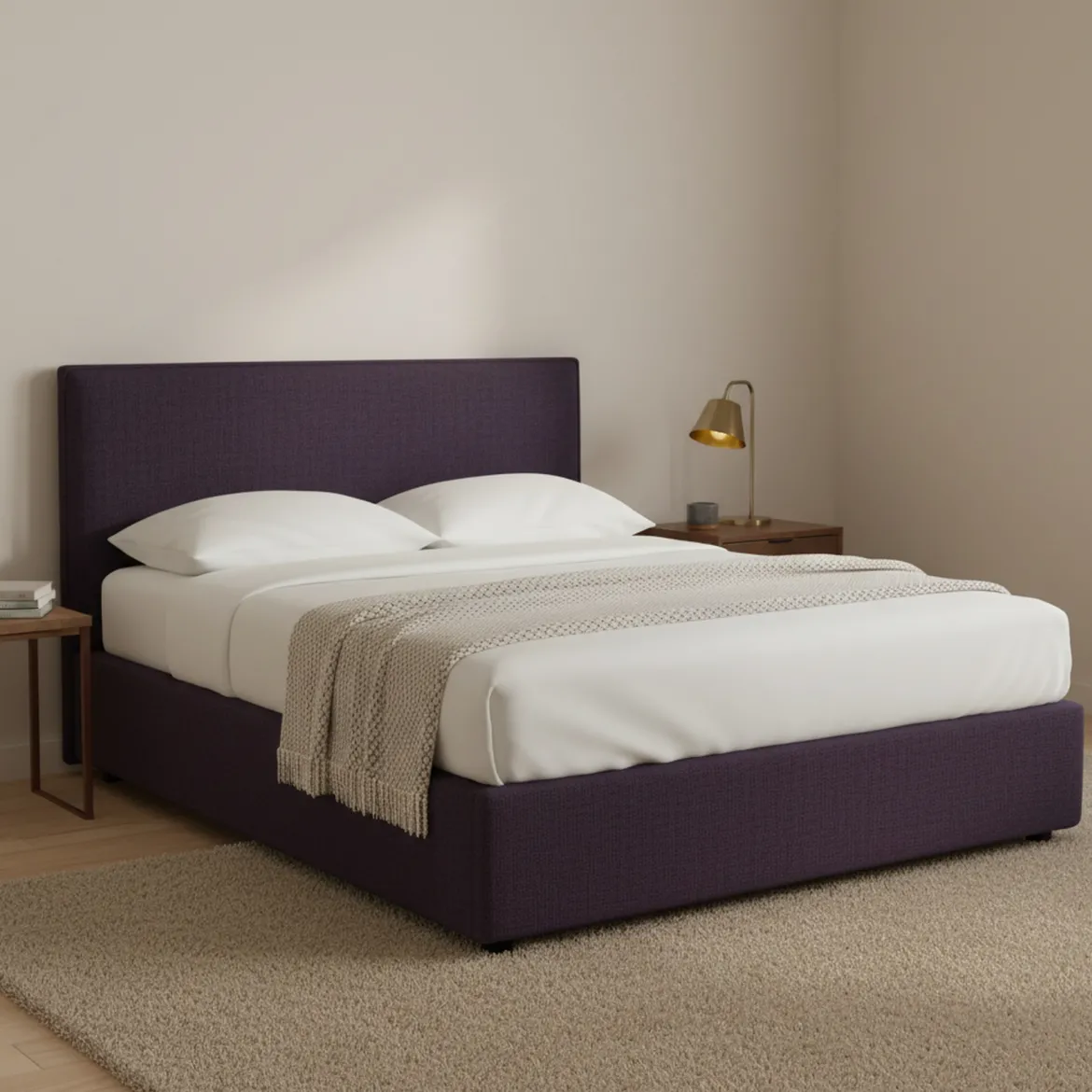 Letto Piazza e Mezza Viola Sfoderabile Contenitore, Dimensione Materasso 120x200 cm - Noceto