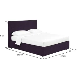 Letto Piazza e Mezza Viola Sfoderabile Contenitore, Dimensione Materasso 120x200 cm - Silandro